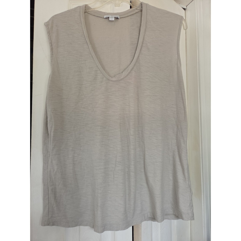 Standard James Perse Women‎ Light Gray V Neck Cotton Tank Sleeveless Cotton Sz 1